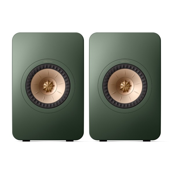 KEF LS50 Meta Speakers (Pair), Moss Green - front 
