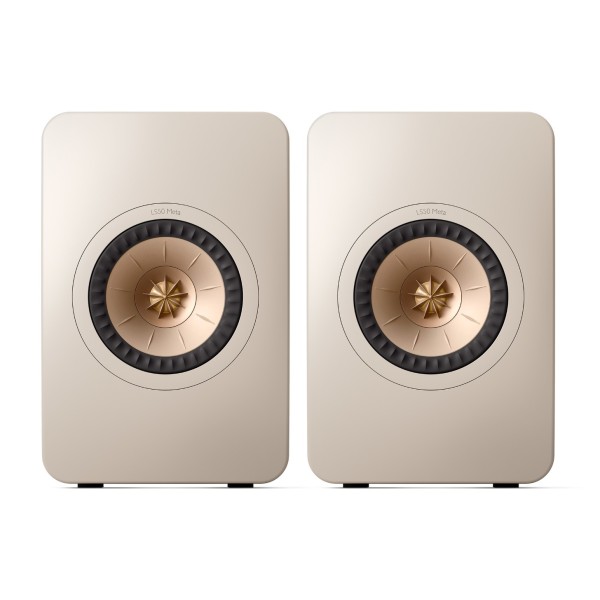 KEF LS50 Meta Speakers (Pair), Sand Shell - front cream 