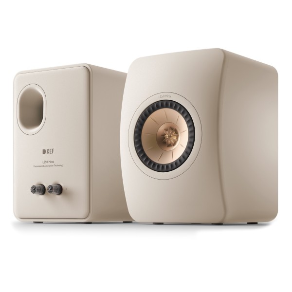 KEF LS50 Meta Speakers (Pair), Sand Shell - dual angle 