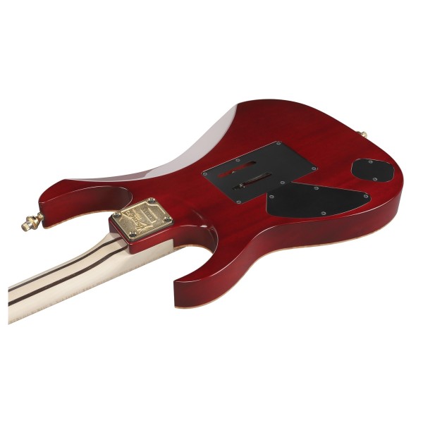 Ibanez RG8565R J Custom, Charmant Wine Red - BACK OF BODY ANGLE SHOT