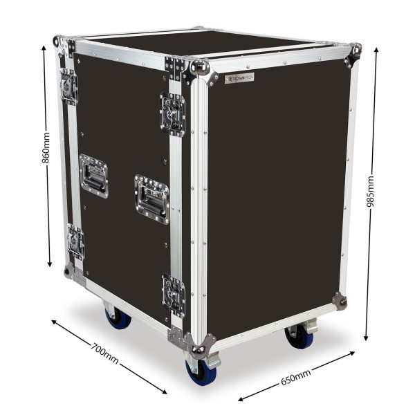 Trojan Pro 16U Heavy-Duty Wheeled Rack Flight Case