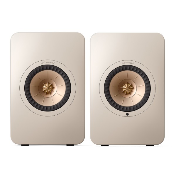 KEF LS50W MKII Wireless Speakers (Pair), Sand Shell - front 