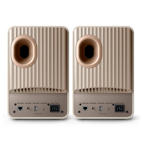 KEF LS50W MKII Wireless Speakers (Pair), Sand Shell - rear 