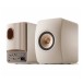 KEF LS50W MKII Wireless Speakers (Pair), Sand Shell - dual angle 