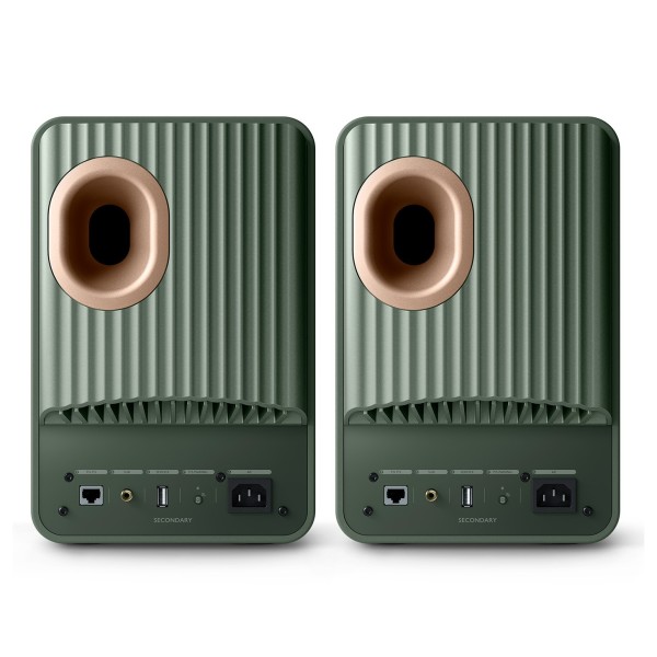 KEF LS50W MKII Wireless Speakers (Pair), Moss Green rear 