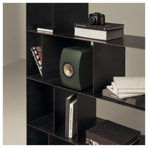 KEF LS50W MKII Wireless Speakers (Pair), Moss Green - lifestyle 2