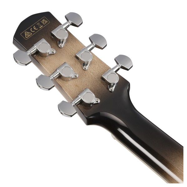 Ibanez AAM370M1CE, Transparent Panda High Gloss Finish - BACK OF HEADSTOCK