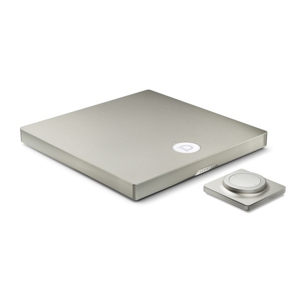 Devialet Astra Amplifier,  Light Bronze  - angle w remote 