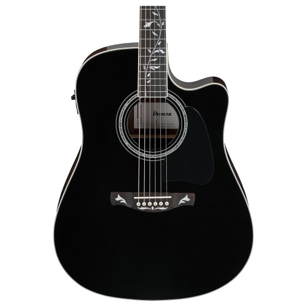 Ibanez AW391RCE, Black High Gloss Top, Natural High Gloss Back and Sides - FRONT OF BODY