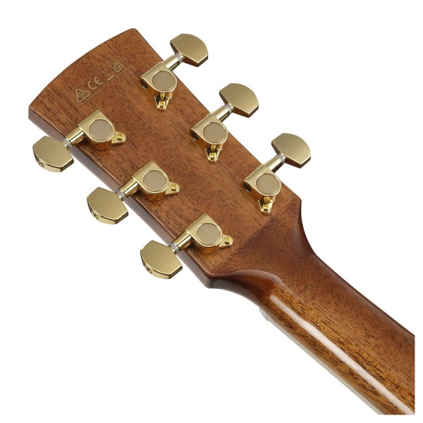 Ibanez AW391RCE, Black High Gloss Top, Natural High Gloss Back and Sides - BACK OF HEADSTOCK