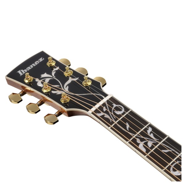 Ibanez AC391RCE, Black High Gloss Top, Natural High Gloss Back and Sides - HEADSTOCK