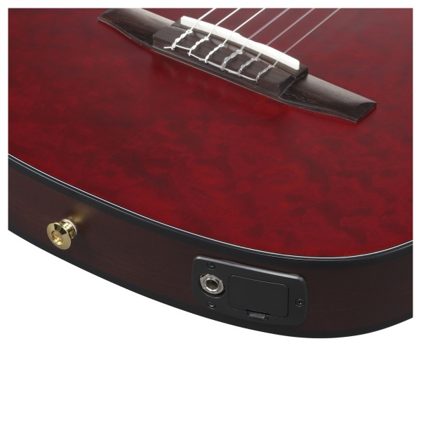 Ibanez FRH20QMN, Wine Red Low Gloss - JACK SOCKET AND BATTERY COMPARTMENT