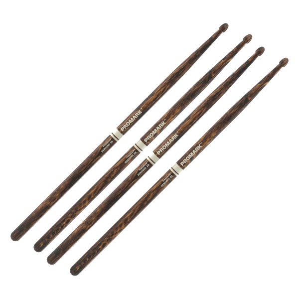 Promark Rebound 2B FireGrain Hickory Drumsticks Acorn Wood Tip, 2 Pair Value Bundle