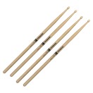 Promark Rebound 7A Long Hickory Drumsticks Acorn Wood Tip, 2 Paar Value Bundle