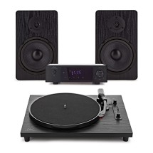 AVCOM Contemporary Turntable with Amplifier and Speakers, Black