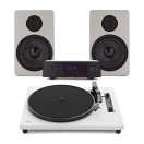 AVCOM Contemporary Turntable with Amplifier and Speakers, White