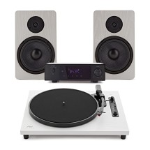 AVCOM Contemporary Turntable with Amplifier and Speakers, White