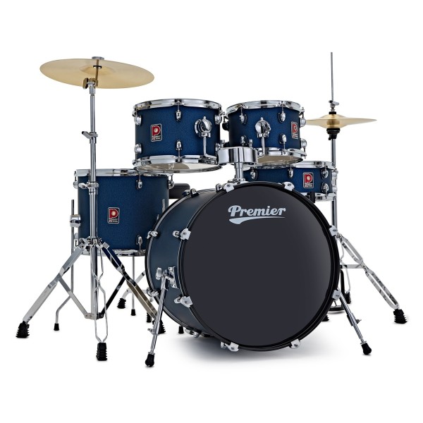 Premier Revolution 20” 5pc Low Volume Drum Kit Bundle, Blue Stardust