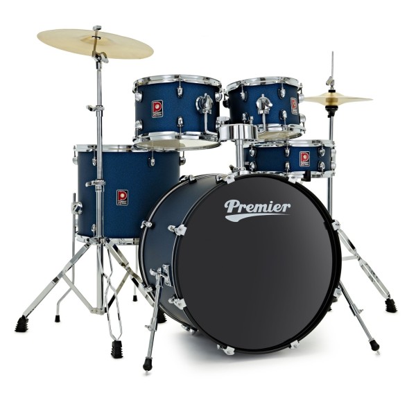 Premier Revolution 22” 5pc Low Volume Drum Kit Bundle, Blue Stardust