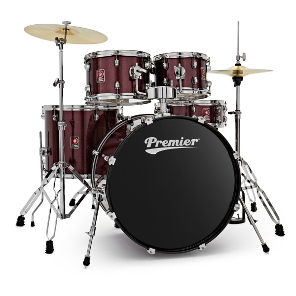 Premier Revolution 22” 5pc Low Volume Drum Kit Bundle, Red Sparkle