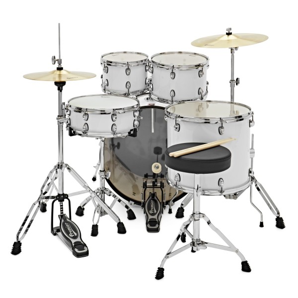 Premier Revolution 22” 5pc Low Volume Drum Kit Bundle, White
