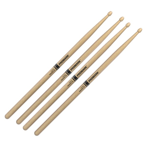 Promark Rebound 5B Hickory Drumsticks Acorn Wood Tip, 2 Pair Value Bundle