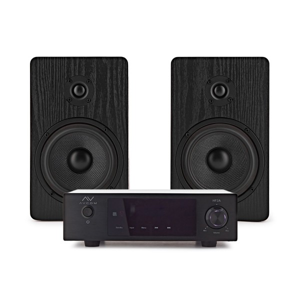 AVCOM Solid State Amplifier with Passive Speakers, Black