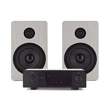 AVCOM Solid State Amplifier with Passive Speakers, White