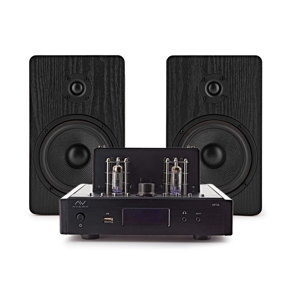 AVCOM Tube Amplifier with Passive Speakers, Black
