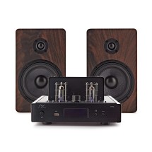 AVCOM Tube Amplifier with Passive Speakers, Walnut