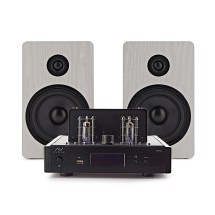 AVCOM Tube Amplifier with Passive Speakers, White