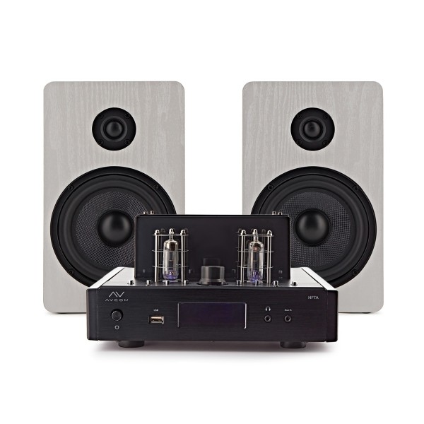AVCOM Tube Amplifier with Passive Speakers, White