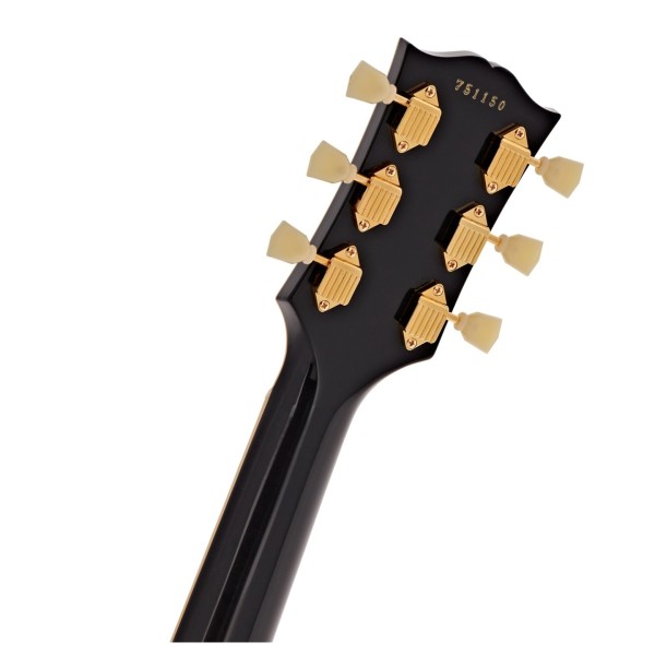 Gibson Custom 1957 Les Paul Custom Reissue 3-Pickup Bigsby VOS, Ebony #751150 - back of headstock