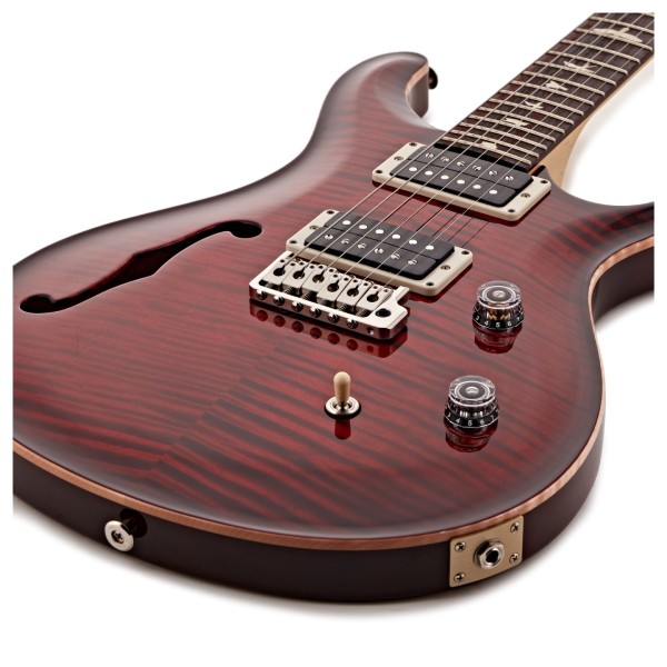 PRS CE24 Semi Hollow, Fire Red Burst - lower bout