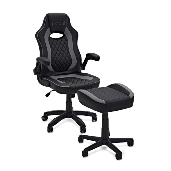 modul Studio Chair and Footstool, Black and Grey