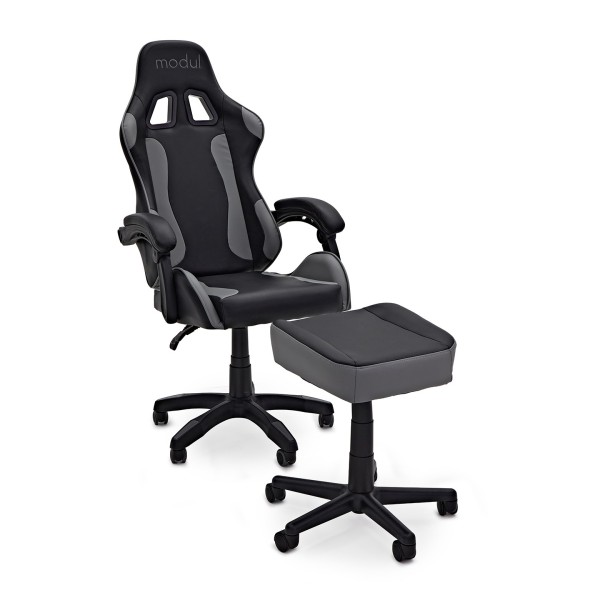 modul Studio Chair and Footstool, Black and Grey