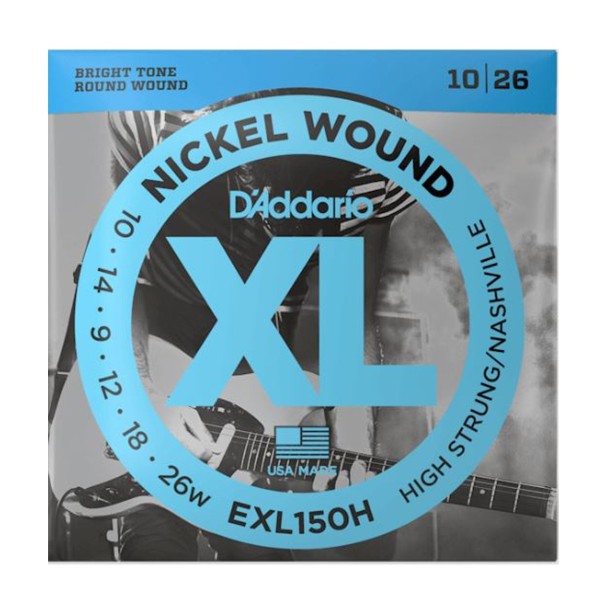 D'Addario EXL150H Nickel Wound 10-26 High-String Electric Guitar Strings, Nashville Tuning