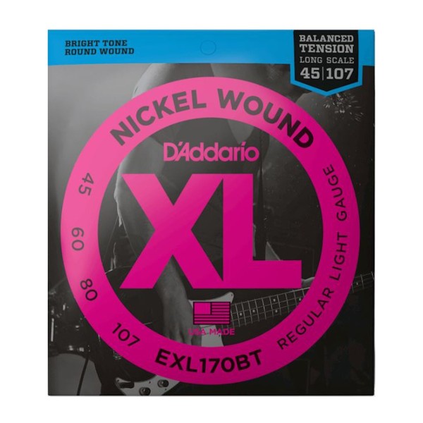 D'Addario EXL170BT Nickel Wound Bass, Balanced Tension Regular Light, 45-107, Long Scale
