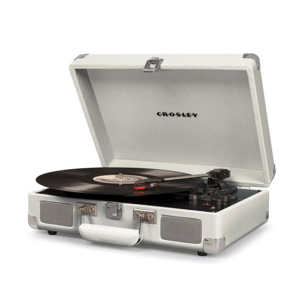 Crosley Cruiser Deluxe Record Player, White Sand - Angled (Vinyl Not Included)