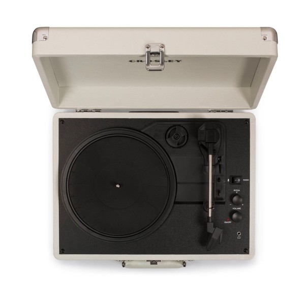 Crosley Cruiser Deluxe Portable Turntable with Bluetooth Out, White Sand - Top