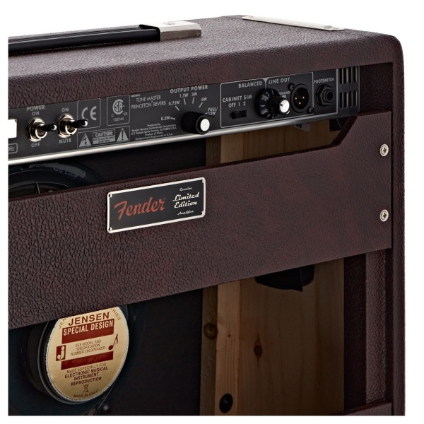 Fender FSR Tone Master Princeton Reverb with Jensen C10R Speaker, Wine - close up of back panel