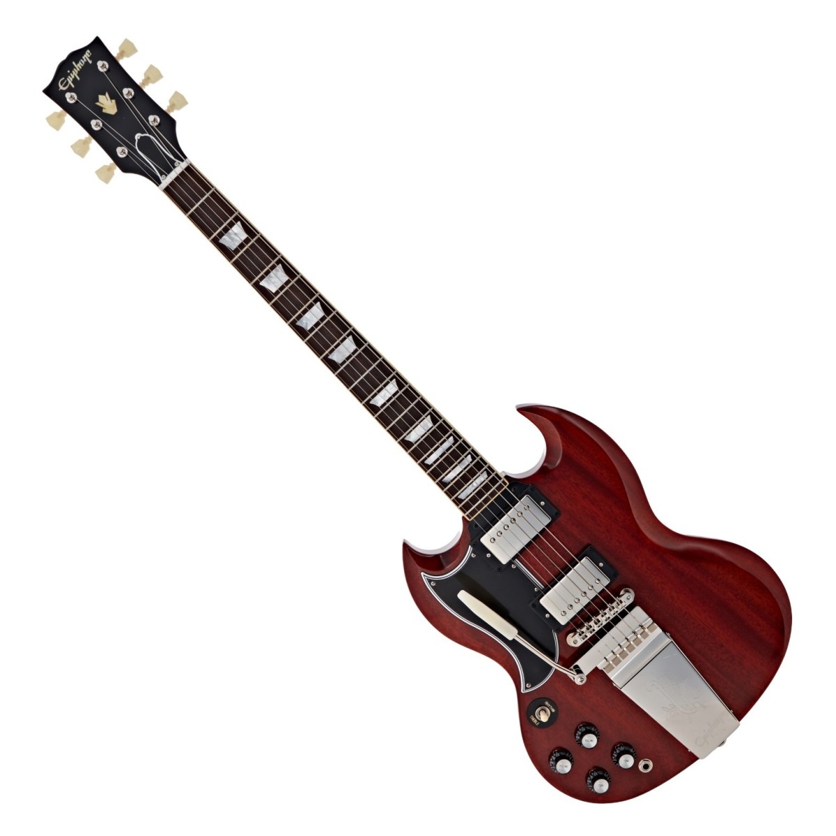 Click to view product details and reviews for Epiphone 1964 Sg Standard Maestro Vibrola Reissue Left Handed Cherry Red.