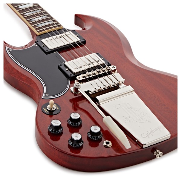 Epiphone 1964 SG Standard Maestro Vibrola Reissue Left Handed, Cherry Red - Vibrola bridge