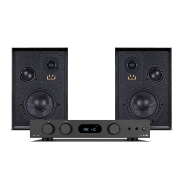 Wharfedale Super Denton Speakers with Audiolab 6000A MKII Integrated Amplifier, Black - main 