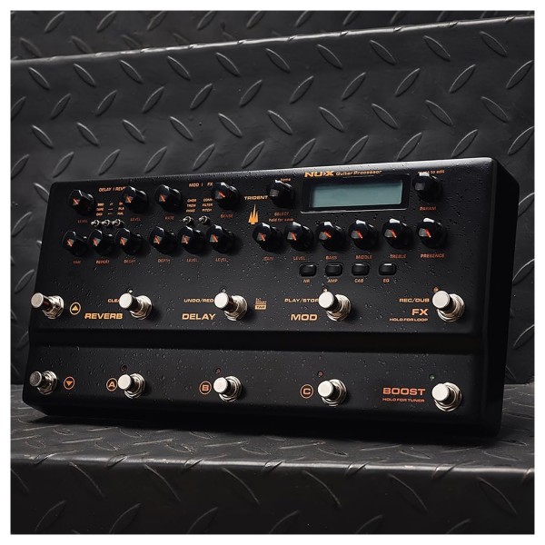 NUX Trident Amp Sim Multi-FX Pedal, Lifestyle Angle