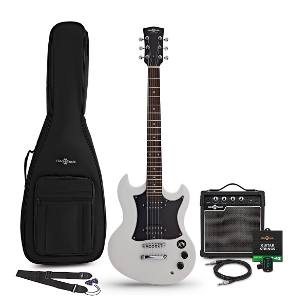 Brooklyn Electric Guitar White, 10W Guitar Amp & Accessory Pack