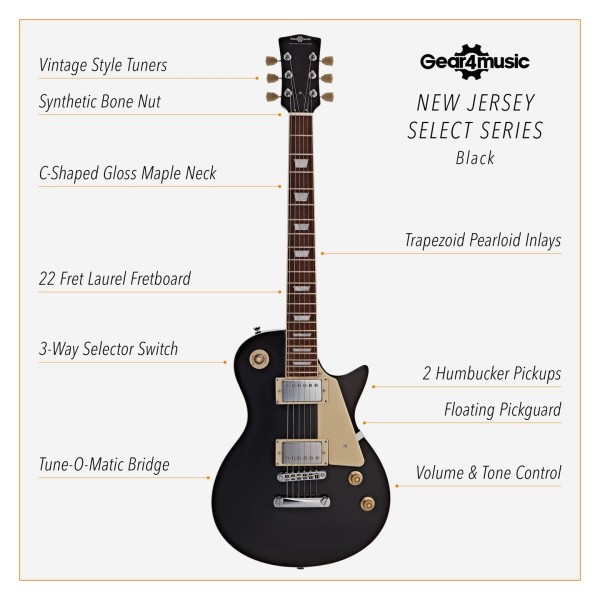 New Jersey Select Electric Guitar by Gear4music, Black
