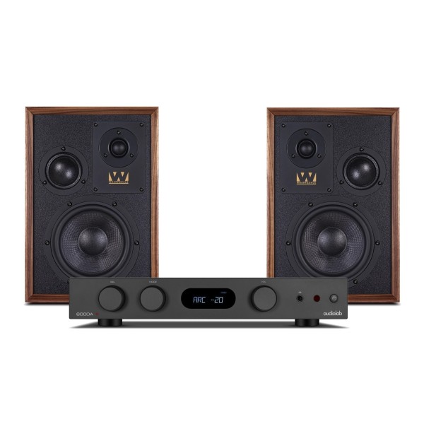 Wharfedale Super Denton Speakers with Audiolab 6000A MKII Integrated Amplifier, Walnut
