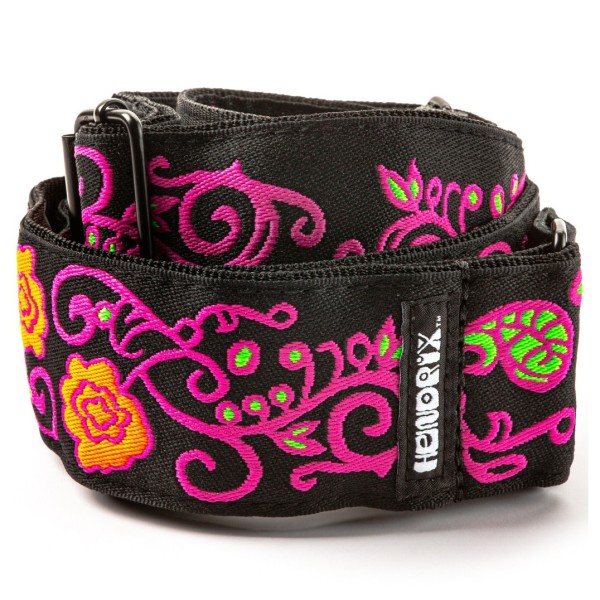 Dunlop Strap - Hendrix Blacklight Monterey Pink - coiled