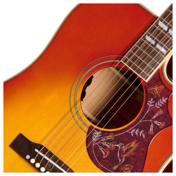 Epiphone Hummingbird Standard EC, Cherry Sunburst - soundhole and pickguard
